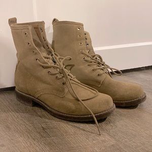 Women’s Frye suede khaki green combat boots, size 8.5